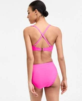 Bleu Rod Beattie Shirred Bikini Top Shirred Side High Waist Bikini Bottoms