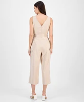 Tahari Asl Women's Cropped Tie-Waist Cargo Jumpsuit