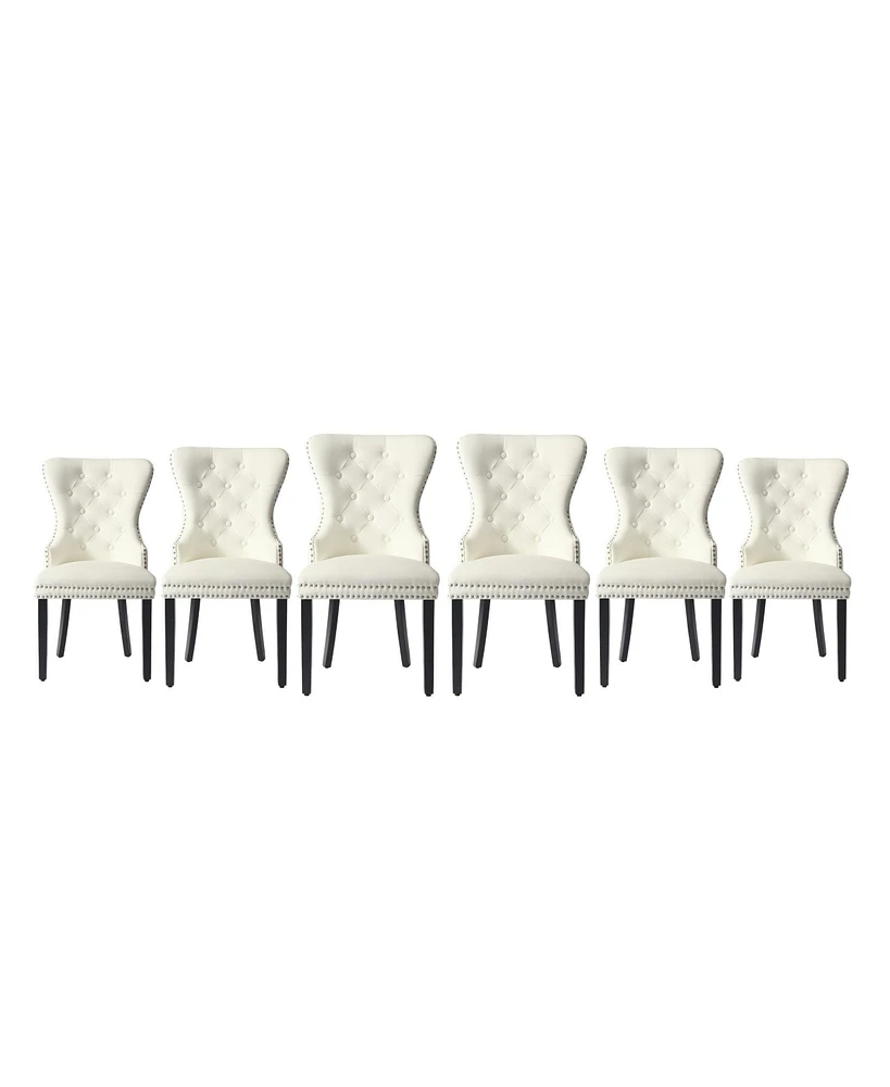 Velvet Upholstered Tufted Dining Chairs (Set of 6)