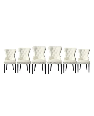 Velvet Upholstered Tufted Dining Chairs (Set of 6)