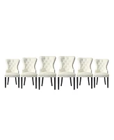 Velvet Upholstered Tufted Dining Chairs (Set of 6)