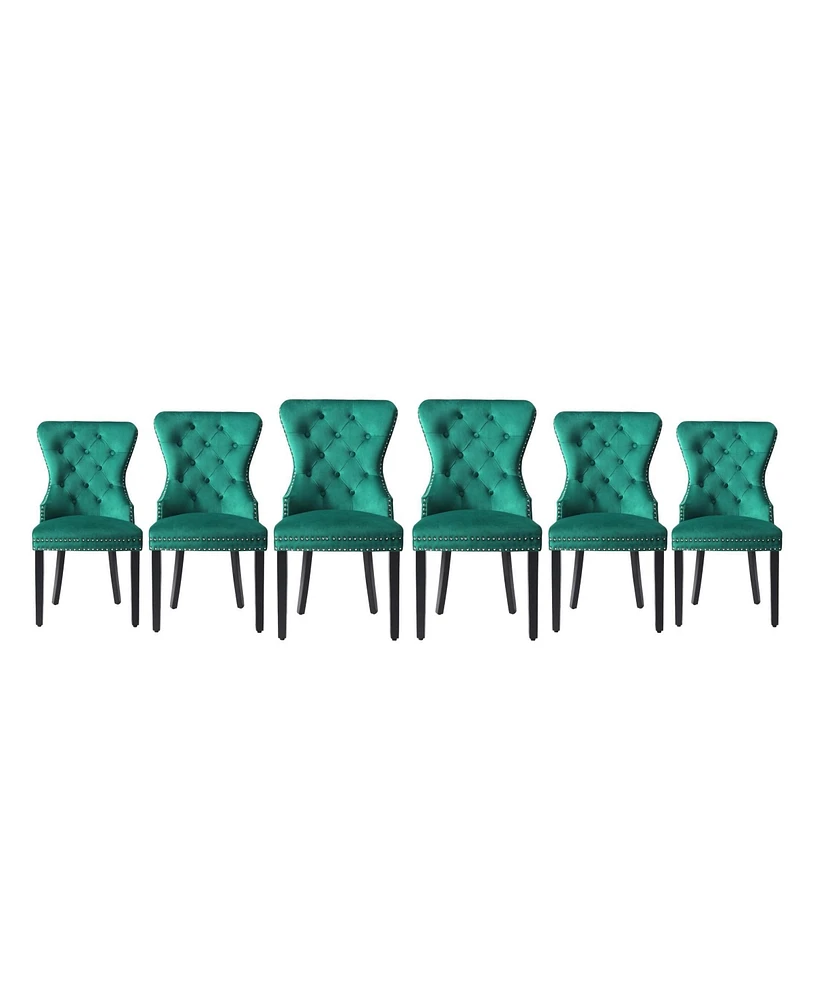 Velvet Upholstered Tufted Dining Chairs (Set of 6)