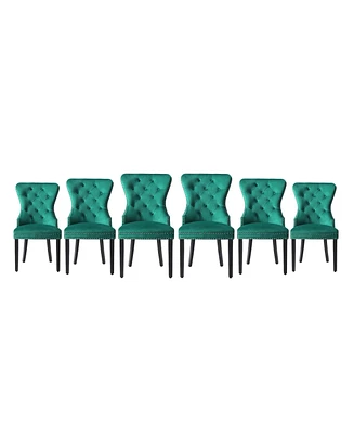 Velvet Upholstered Tufted Dining Chairs (Set of 6)