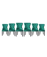 Velvet Upholstered Tufted Dining Chairs (Set of 6)