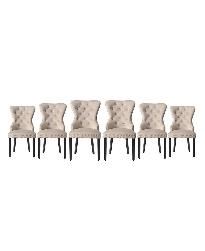 Velvet Upholstered Tufted Dining Chairs (Set of 6)