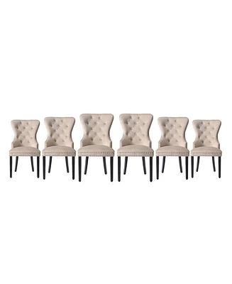 Velvet Upholstered Tufted Dining Chairs (Set of 6)