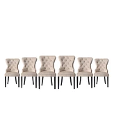 Velvet Upholstered Tufted Dining Chairs (Set of 6)