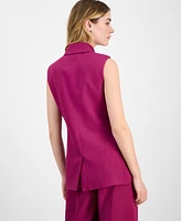 Tahari Asl Women's Button-Front Sleeveless Woven Blazer