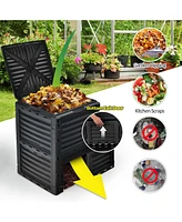 80-Gallon Outdoor Composter with Large Openable Lid and Bottom Exit Door