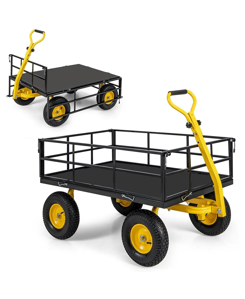 Utility Garden Wagon with 4 Removable Side Panels and 900/1200 Lbs Load Capacity