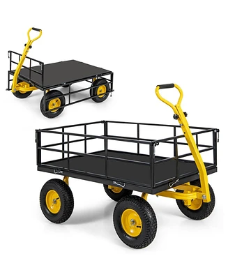 Utility Garden Wagon with 4 Removable Side Panels and 900/1200 Lbs Load Capacity