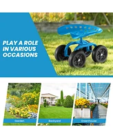 Garden Rolling Workseat with 360° Swivel Seat and Adjustable Height