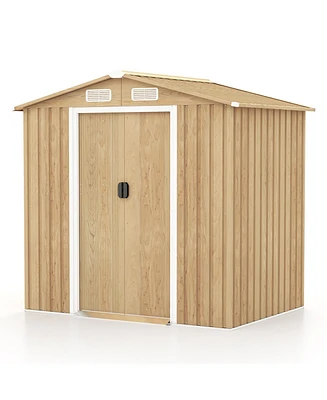 6 x 4 Feet Galvanized Steel Storage Shed with Lockable Sliding Doors