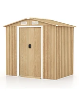 6 x 4 Feet Galvanized Steel Storage Shed with Lockable Sliding Doors