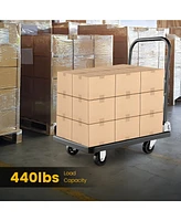 Folding Push Cart Dolly, Moving Platform Hand Truck w/ 360° Swivel Wheels, Spacious & Non-Slip Loading Area, Rolling Flatbed Cart for Loading & S