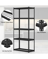 5-Tier Metal Shelving Unit with Anti-slip Foot Pad Height Adjustable Shelves for Garage