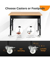 48 inch x 24 inch Adjustable Height Mobile Workbench with Caster-Natural