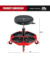 330 Lbs Capacity Pneumatic Rolling Mechanic Stool with Padded Seat