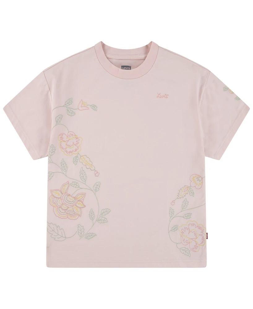 Levi's Big Girls Oversized Floral Embroidery T-Shirt