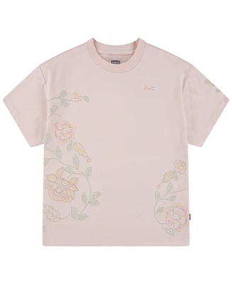 Levi's Big Girls Oversized Floral Embroidery T-Shirt
