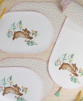 Design Imports Spring Bunny Embellished Cotton Table Runner and Placemats Set