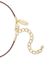 Style & Co Gold-Tone Hammered Sculptural Leather Pendant Necklace, 32" + 3" extender, Exclusively at Macy's