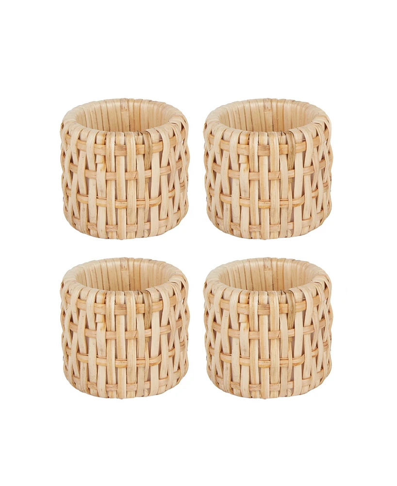 Design Imports Rattan Napkin Ring, Set of 4