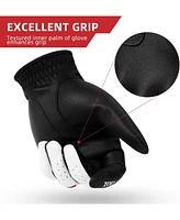 Wosofe Men s Golf Glove Left Hand Premium Leather Excellent Grip Super Soft Breathable Durable Fit All Weather with Golf Tee and Divot Repair Tool,Med