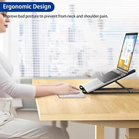 LS01 Pro Ergonomic Laptop Stand, Plastic Laptop Riser, Portable and Adjustable Notebook Computer Holder Compatible with 10-15.6" Laptops