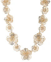 Marchesa Gold-Tone Crystal Openwork Flower Collar Necklace, 16" + 3" extender