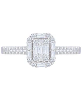 Diamond Emerald Shaped Halo Cluster Engagement Ring (3/8 ct. t.w.) 14k White Gold