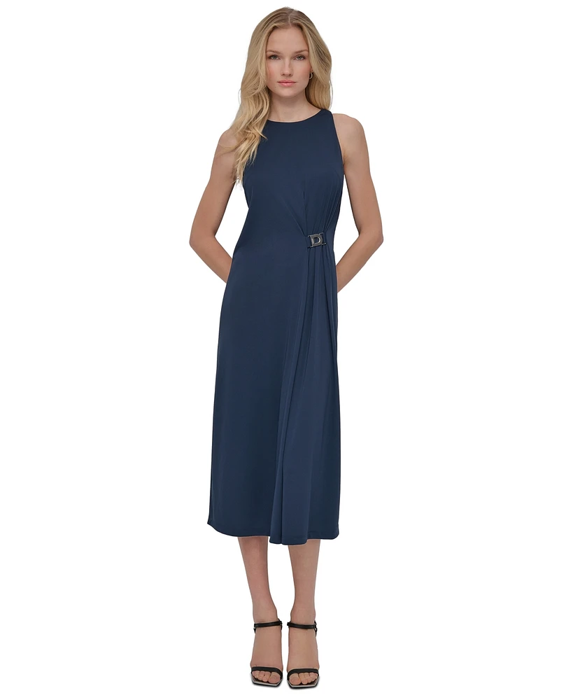 Dkny Women's Hardware-Trim Side-Ruched Sleeveless Dress