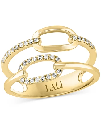 Lali Jewels Diamond Chain Link Double Row Ring (1/6 ct. t.w.) in 14k Gold