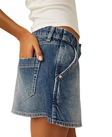 Free People Women's Wynne Cotton Faux-Wrap Denim Skirt