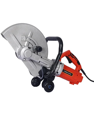 Electric 14" Cut Off Saw Wet/Dry Concrete Saw Cutter Guide Roller with Water Line Attachment 3000w without blade