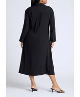 Eloquii Plus Tie Front Oversized Shirt Dress