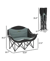 Outsunny Double Camping Chair for Adults, Padded Folding Camp Chair,