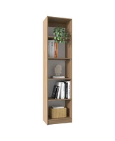 Vinton Xs Bookcase Compact Bookshelf with Multiple Shelves, Natural Oak / White