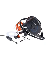Electric 14" Cut Off Saw Wet/Dry Concrete Saw Cutter Guide Roller with Water Line Attachment
