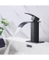 Waterfall Spout Bathroom Faucet,Single Handle Bathroom Vanity Sink Faucet
