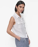 Dkny Women's Sleeveless Button-Front Shirt