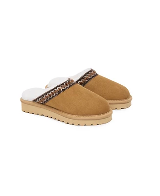 Braid Trim Sheepskin Shearling Clog
