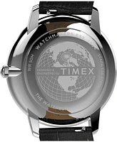 Timex Men's Quartz Analog Black Leather Watch, 39mm