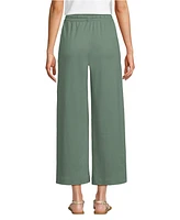 Lands' End Women's Tall Sport Knit Elastic Waist Wide Leg Crop Pants