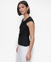 Dkny Petite Asymmetric-Neck Sleeveless Top