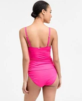 Anne Cole Womens Surplice Underwire Tankini Top High Waist Bikini Bottoms