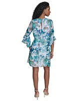 Calvin Klein Women's Floral 3/4-Flutter-Sleeve Shift Dress