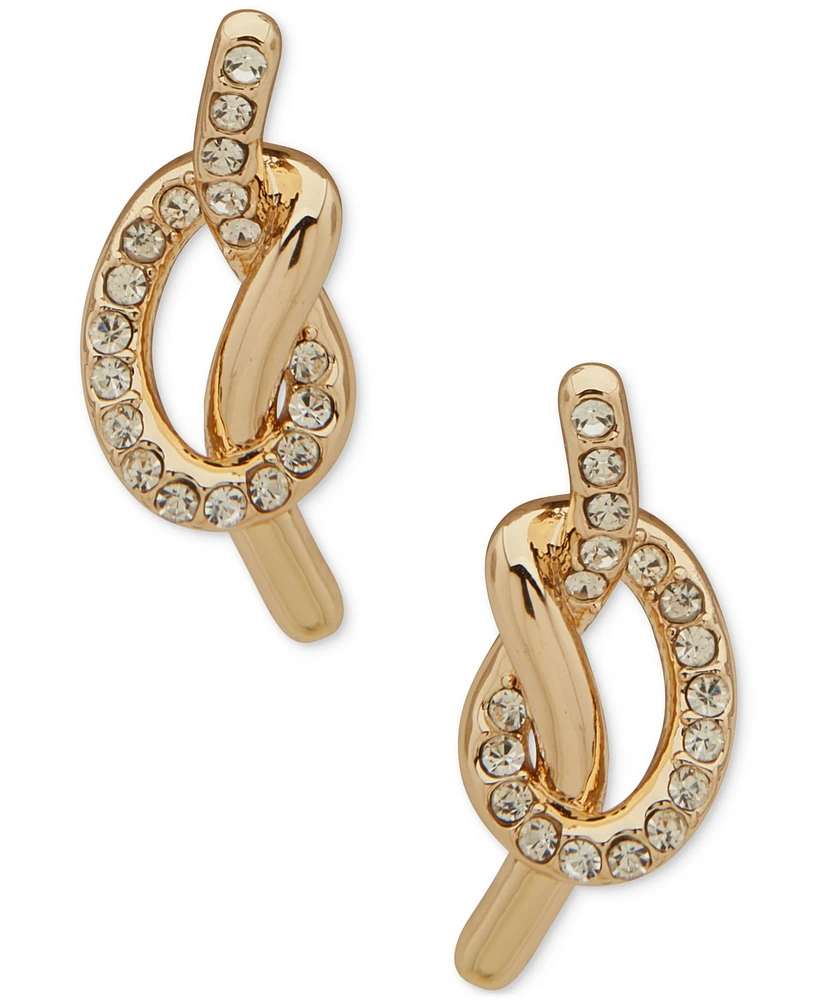 Dkny Gold-Tone Pave Crystal Knot Stud Earrings