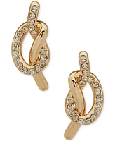 Dkny Gold-Tone Pave Crystal Knot Stud Earrings