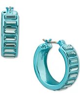 Dkny Color Resin-Coated Small Baguette Stone Hoop Earrings, 0.63"